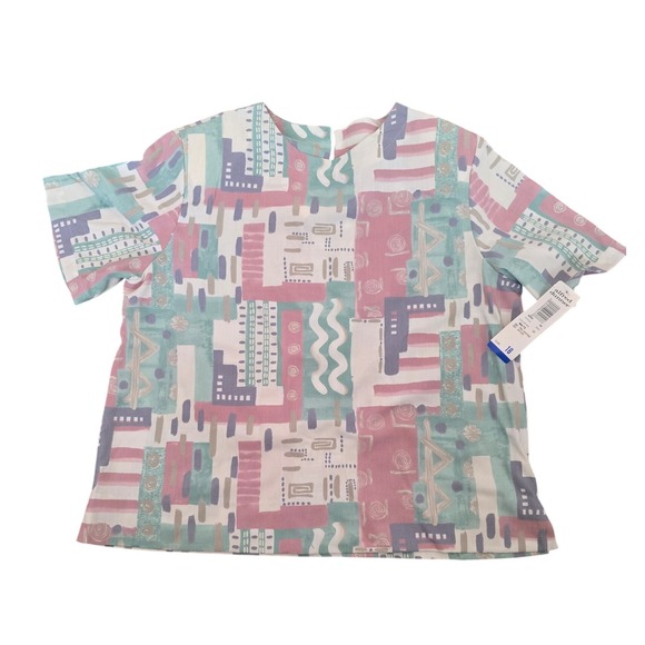 Alfred Dunner Tops - Vintage Alfred Dunner Pastel Abstract Print Short Sleeve Blouse Top (2xl2)‎